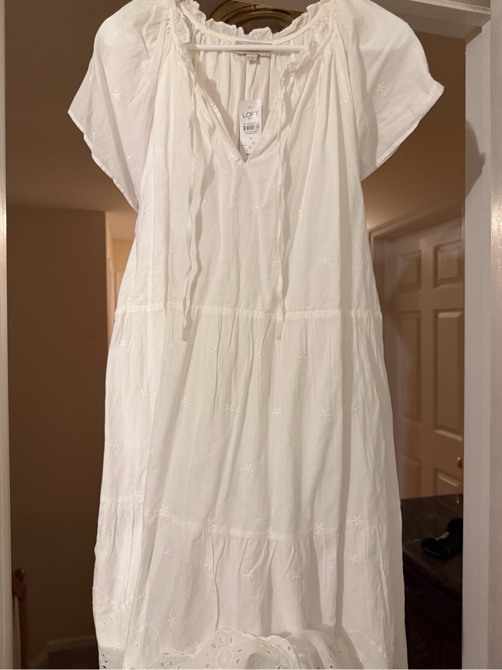 LOFT White V-Neck Cotton dress with Tag.